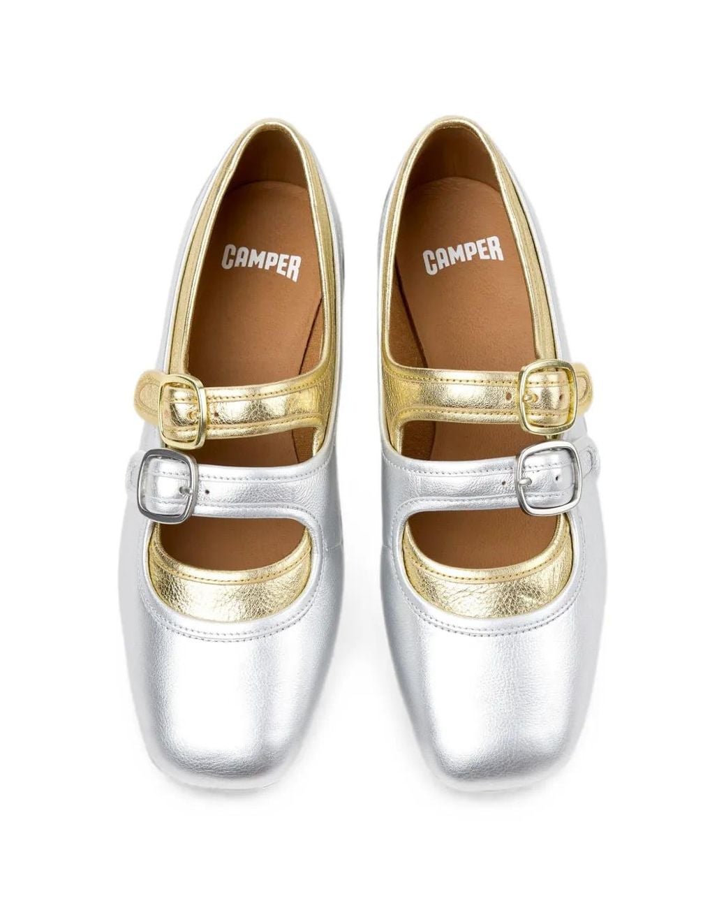 Camper White Casi Myra Buckle-Fastening Ballet Flats