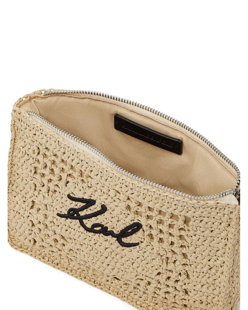 Karl Lagerfeld Natural Signature Crochet Pouch