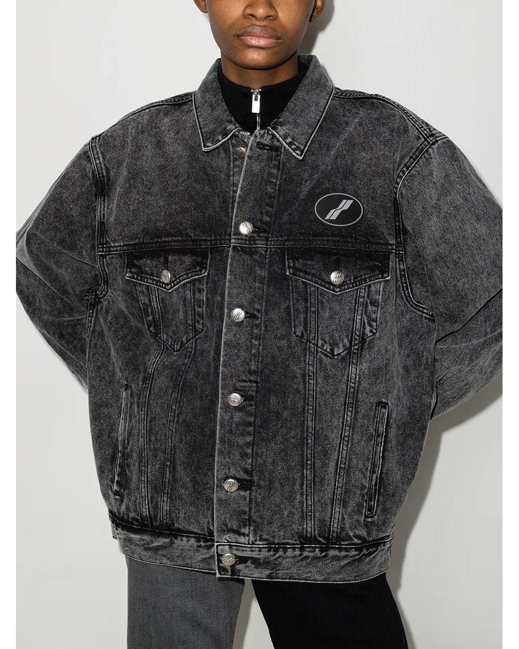 we11done Black Logo Patch Denim Jacket