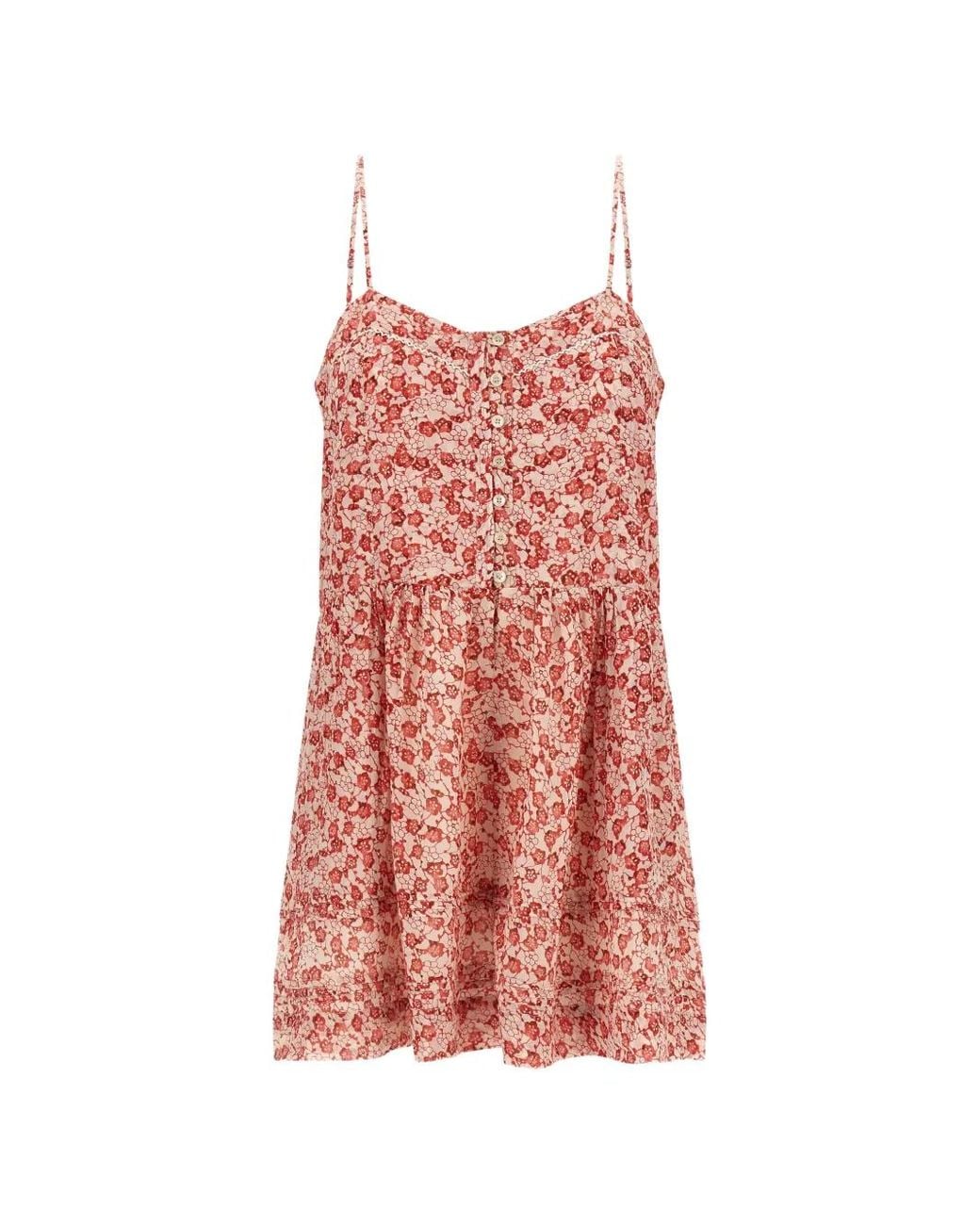 Isabel Marant Red Vickie Floral Lace Jumpsuit