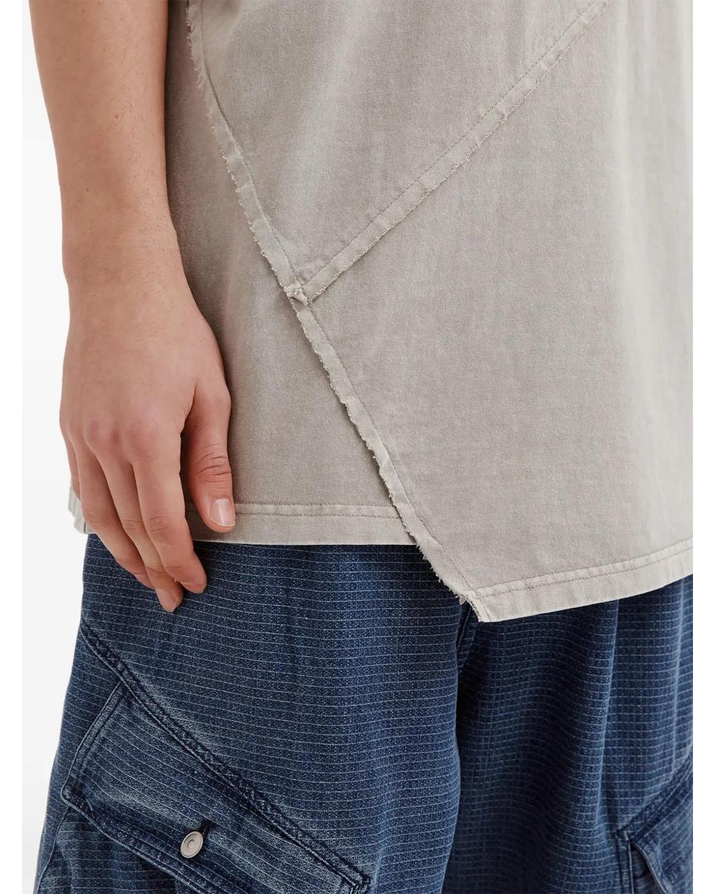 FIVE CM Gray Panelled Raw-Cut T-Shirt for men