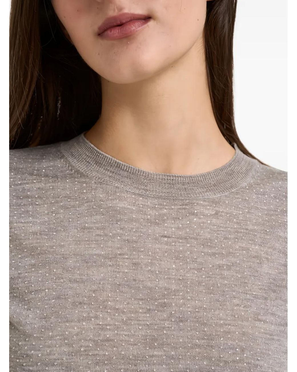 P.A.R.O.S.H. Gray Kurzärmeliger Pullover Mit Strass