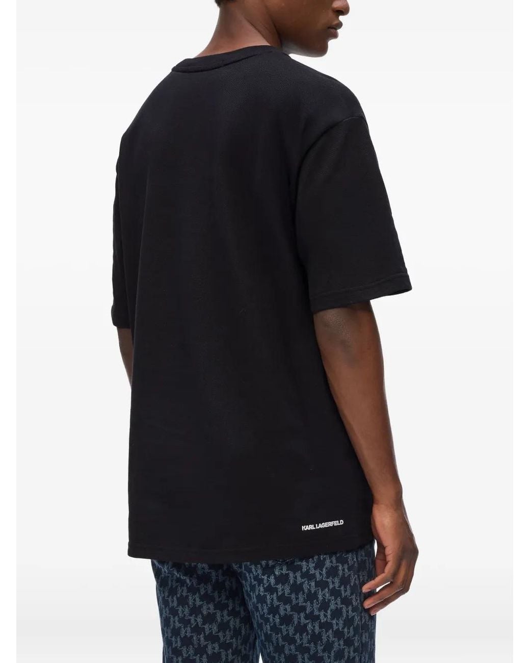 Karl Lagerfeld Black Logo-Print T-Shirt for men