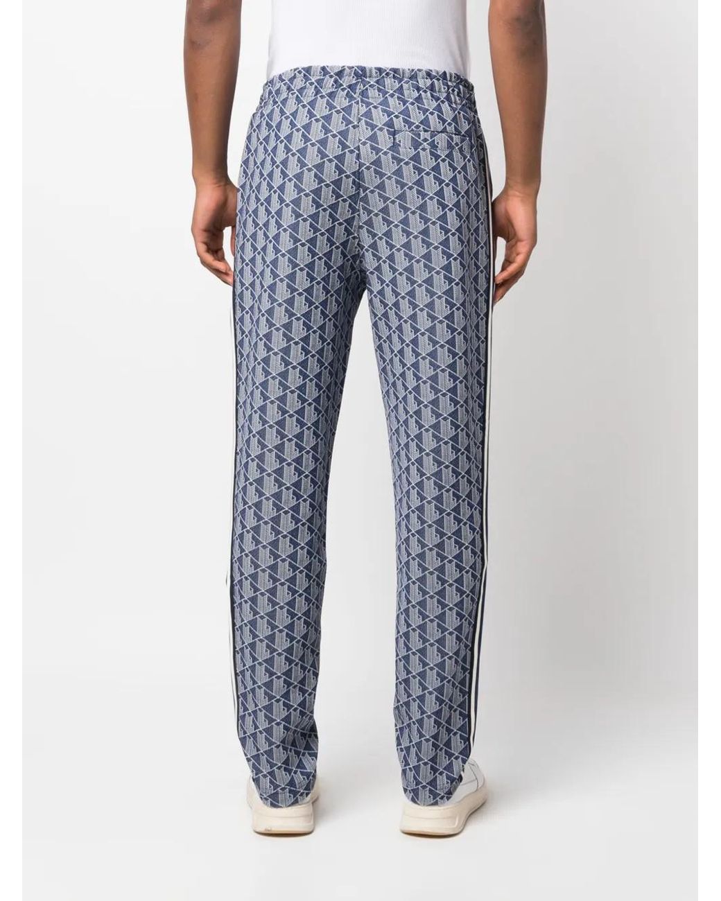 Lacoste Blue Jacquard Monogram-Pattern Track Pants for men