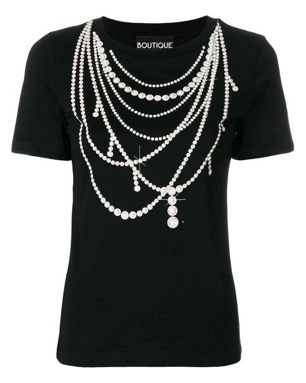 Moschino T-shirt With Pearl Necklace Print in Black | Lyst