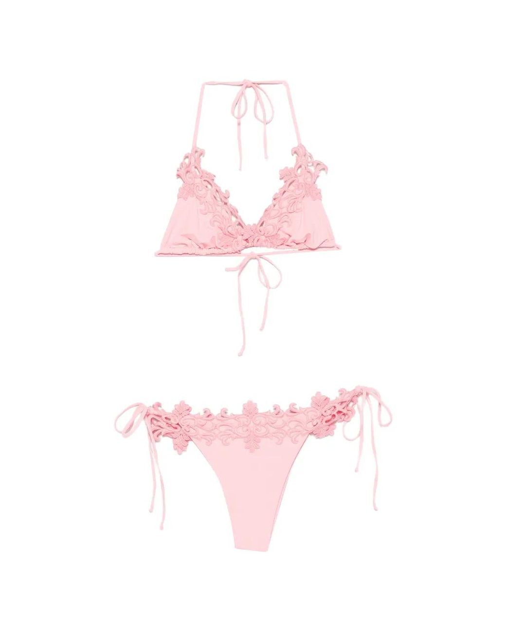 Mazzei Pink Embroidered-Trim Bikini