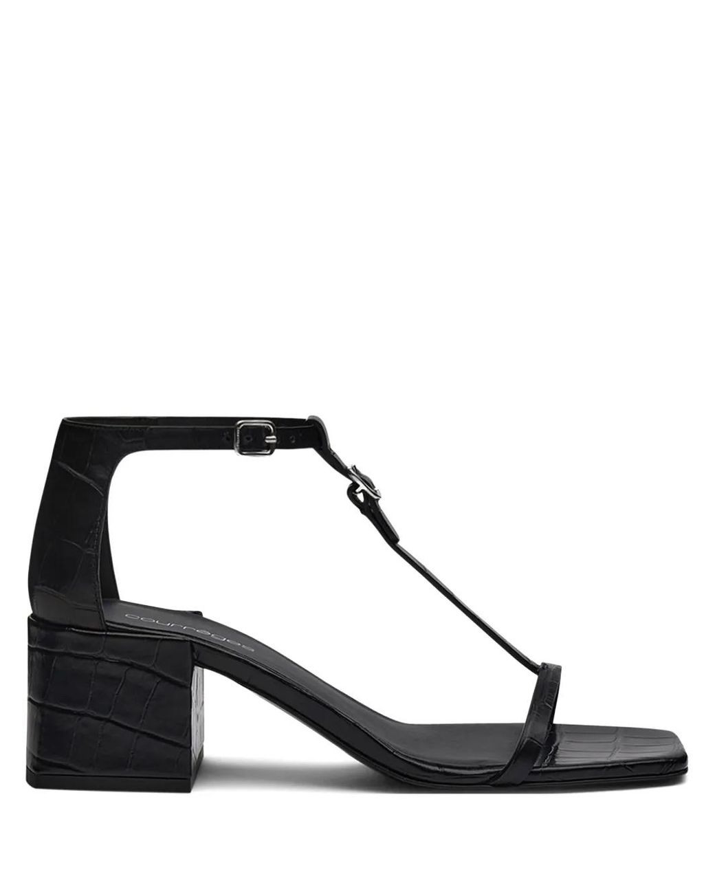 Courreges Black Buckled Leather Sandals