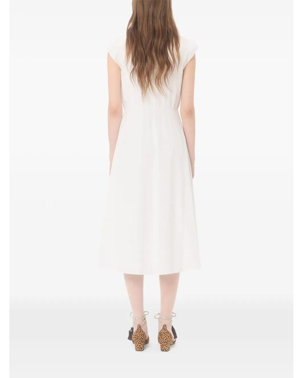 Valentino Garavani White Embroidered-Details Midi Dress