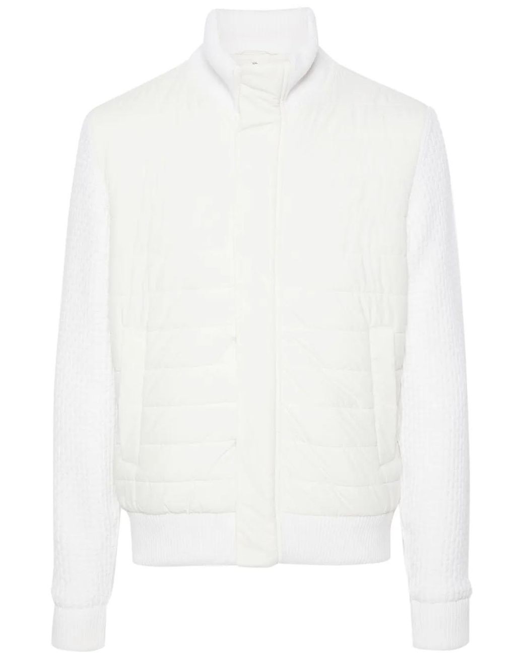 Herno White Knitted-Panels Padded Bomber Jacket for men