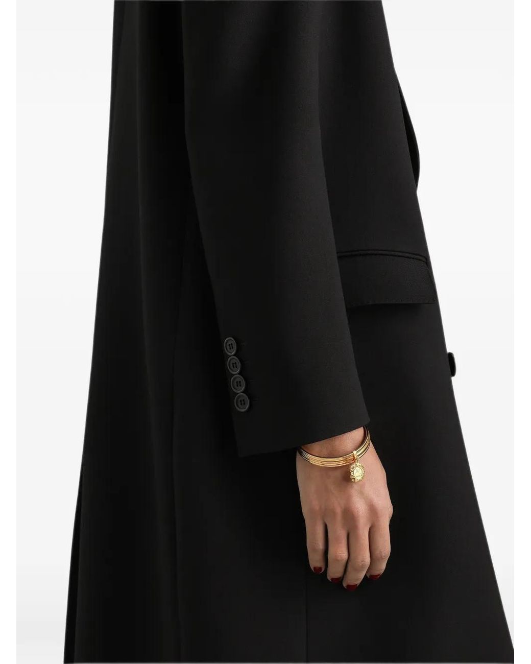 Dolce & Gabbana Black Wool Gabardine Coat
