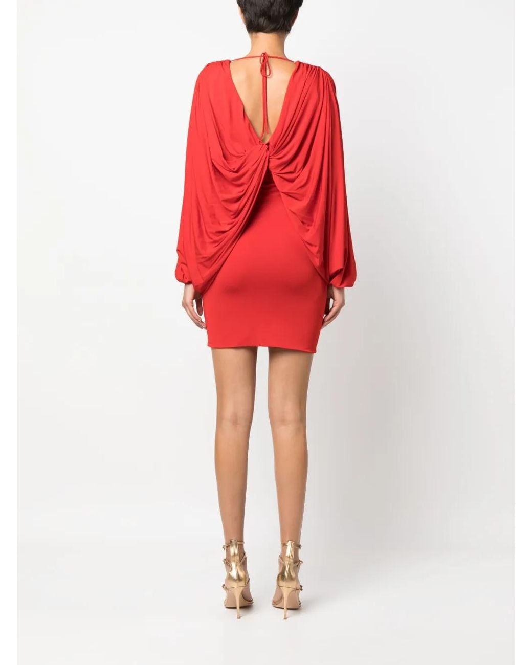 GIUSEPPE DI MORABITO Red Flower-Detail Ruched Minidress