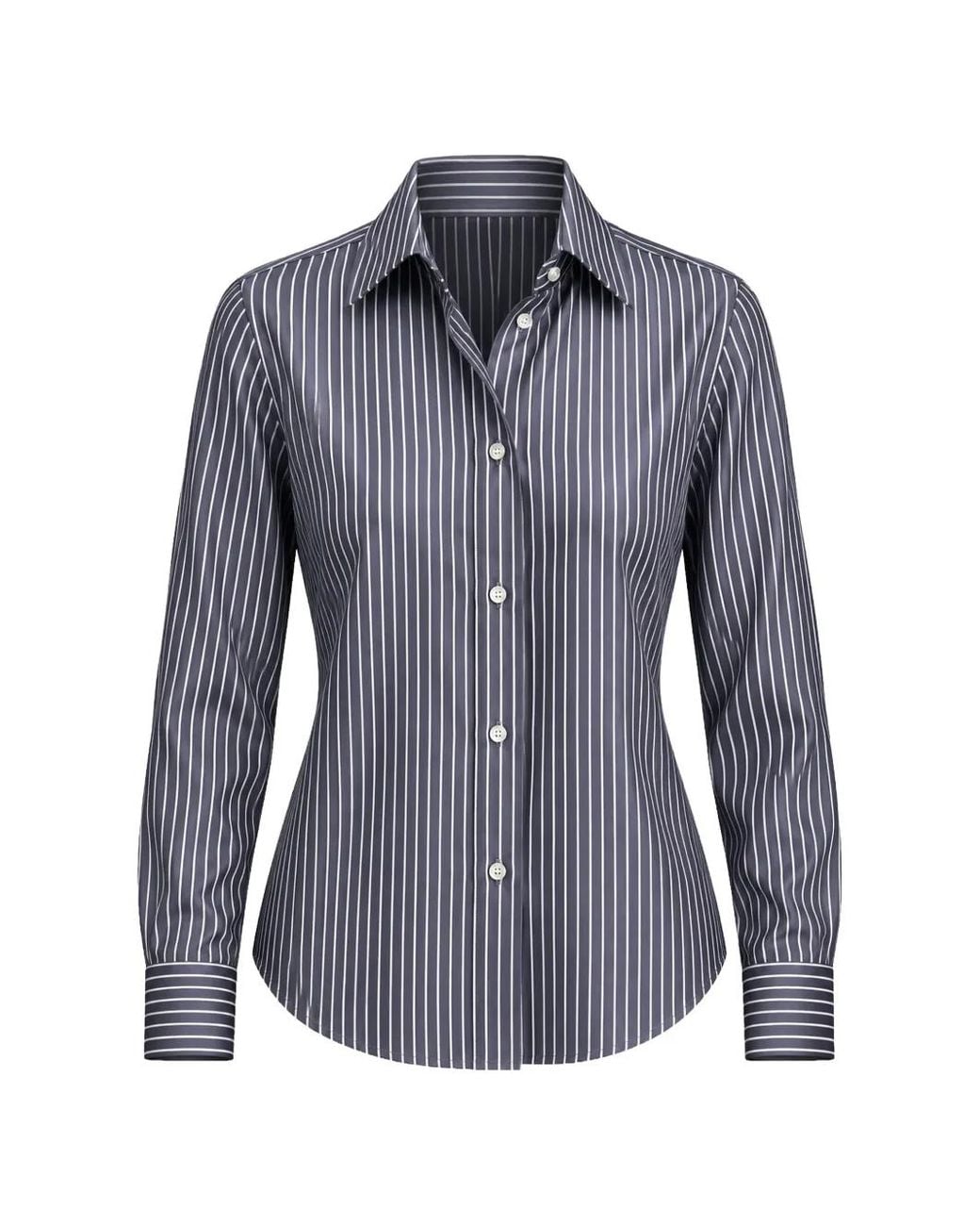 Barbara Bui Blue Vertical-Stripe Long-Sleeve Shirt