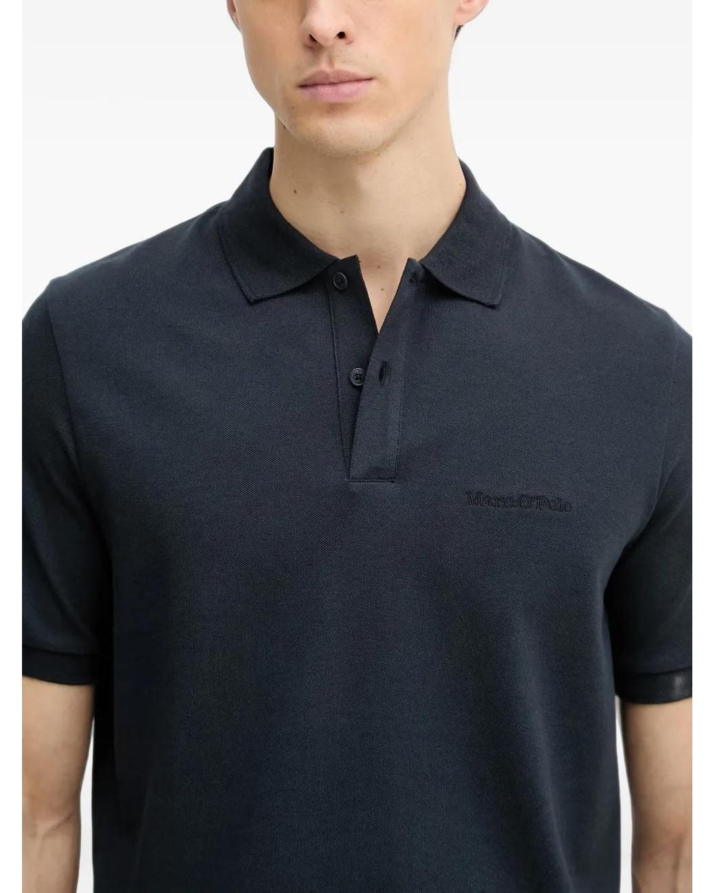 Marc O' Polo Blue Logo-Embroidered Piqué Polo Shirt for men
