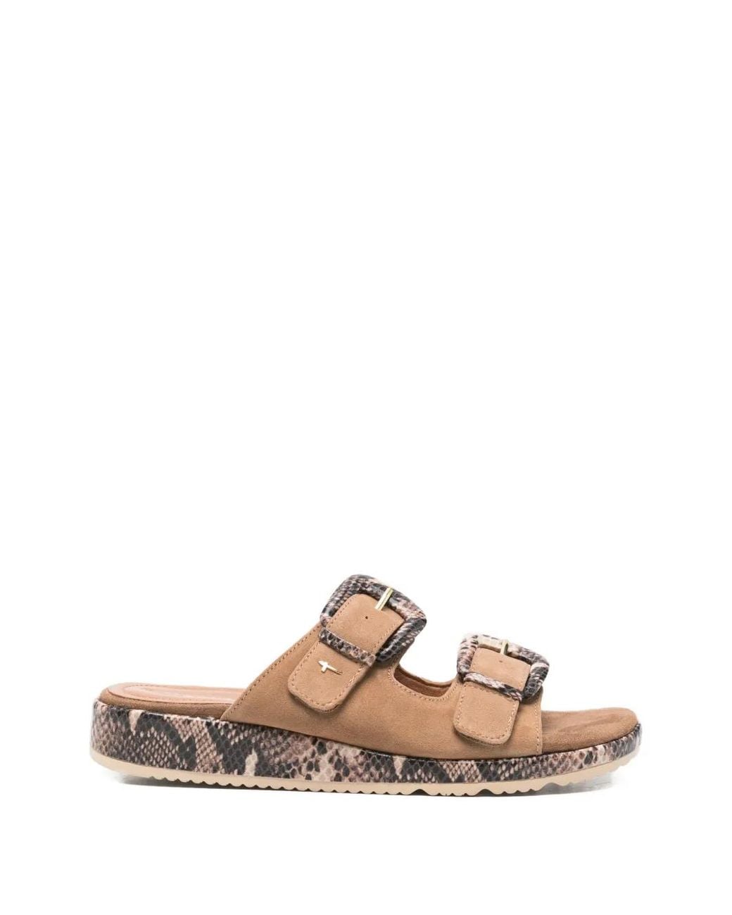 Tamaris Natural Snakeskin-Effect Buckle-Fastening Sandals