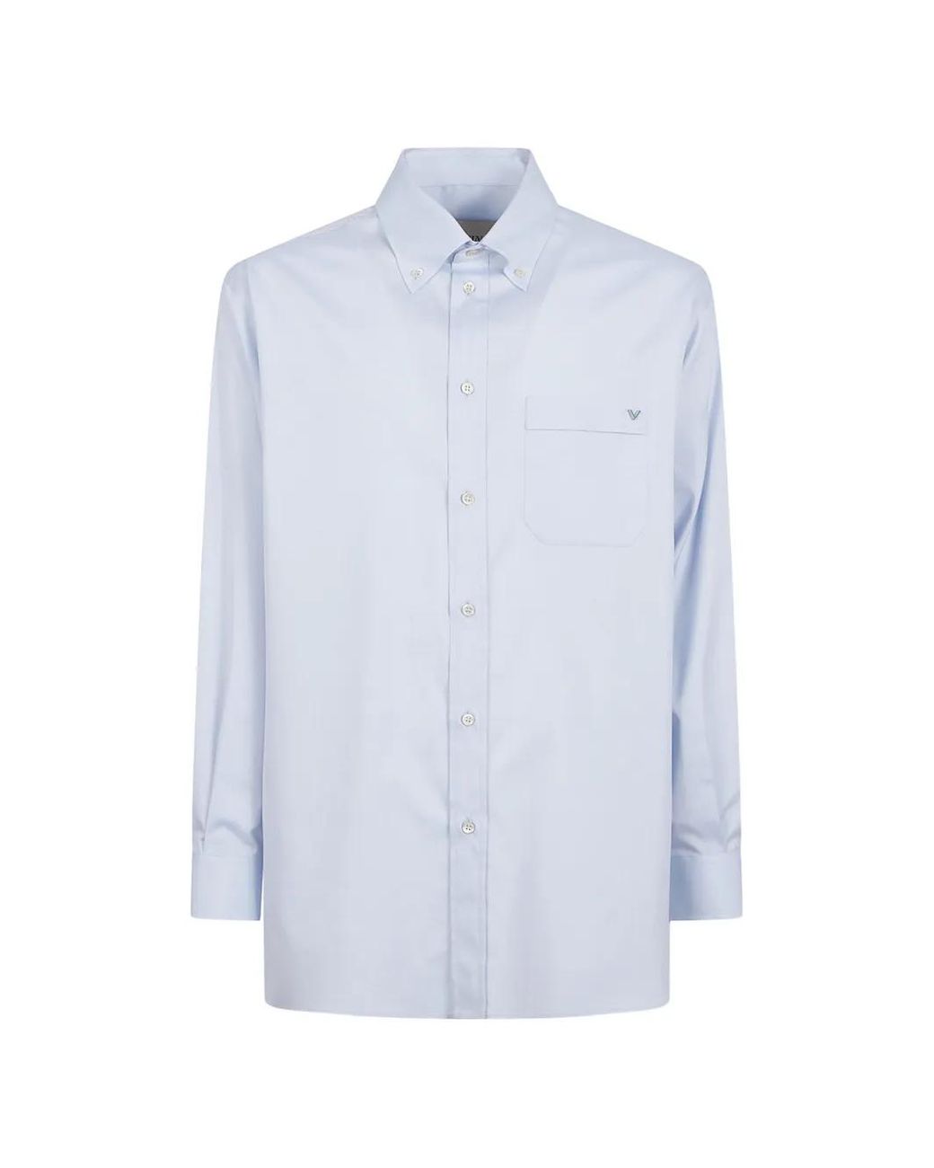 Valentino Garavani Blue Vgold-Plaque Pocket Shirt for men