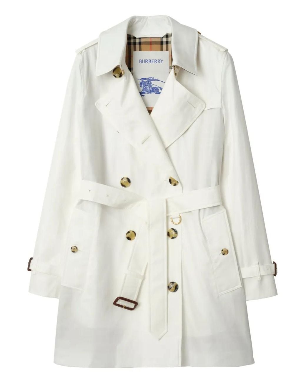 Burberry White Short Tropical Gabardine Kensington Trench Coat