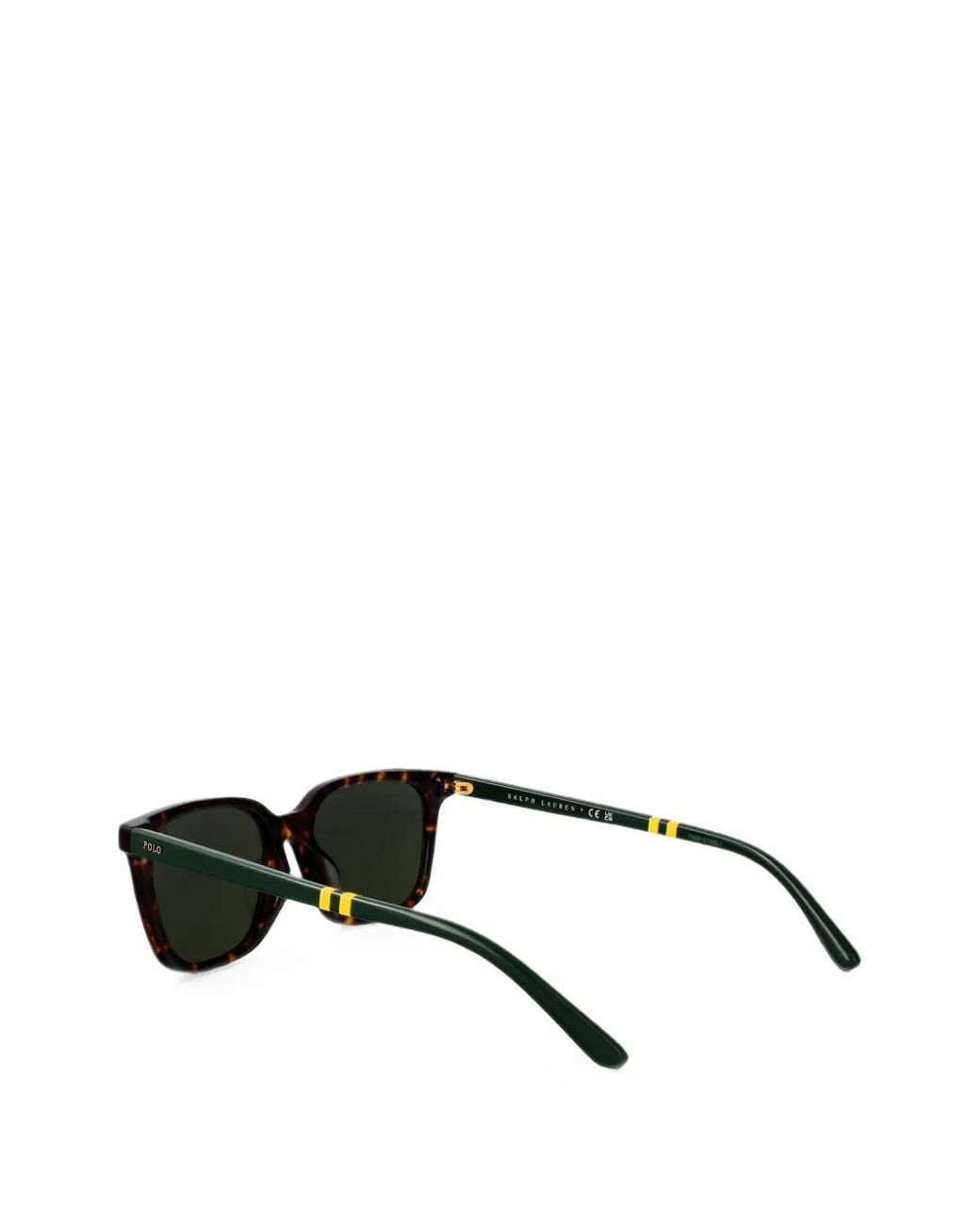 Polo Ralph Lauren Black Rugby-Stripe Square Sunglasses for men
