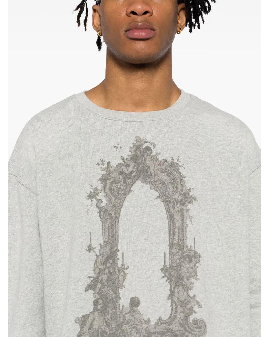 Who Decides War Gray Graphic Print Sweater for men