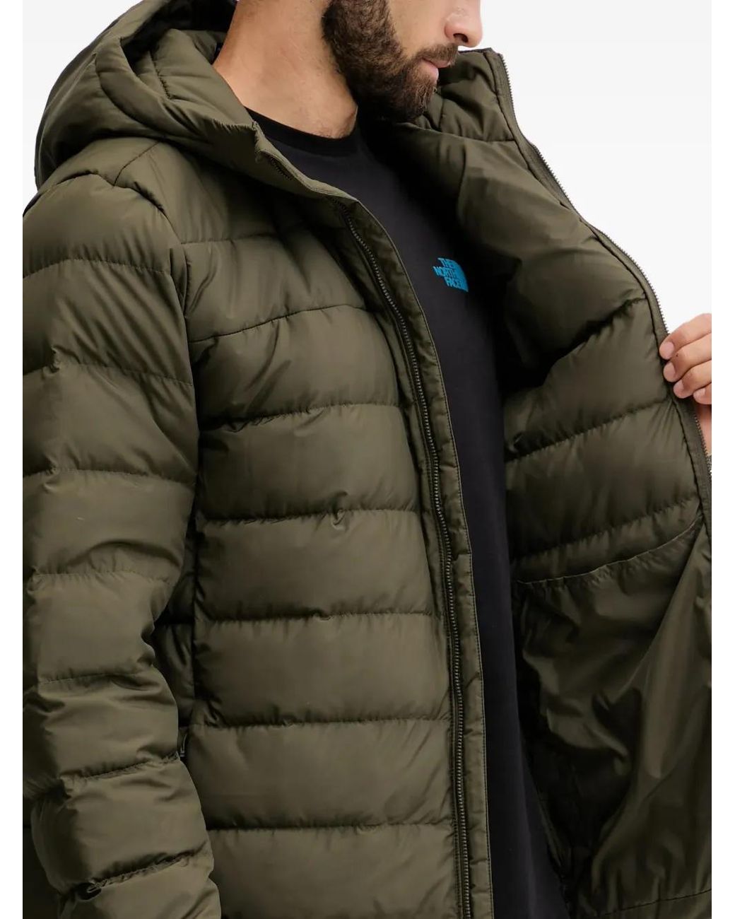 The North Face Green Hooded Puffer Jacket for men