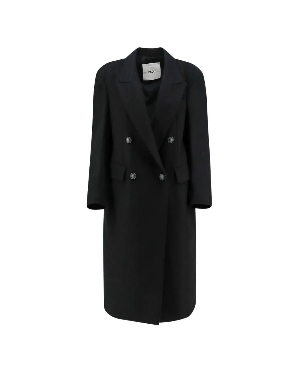 Hevò Black Martina Franca Double-Breasted Coat