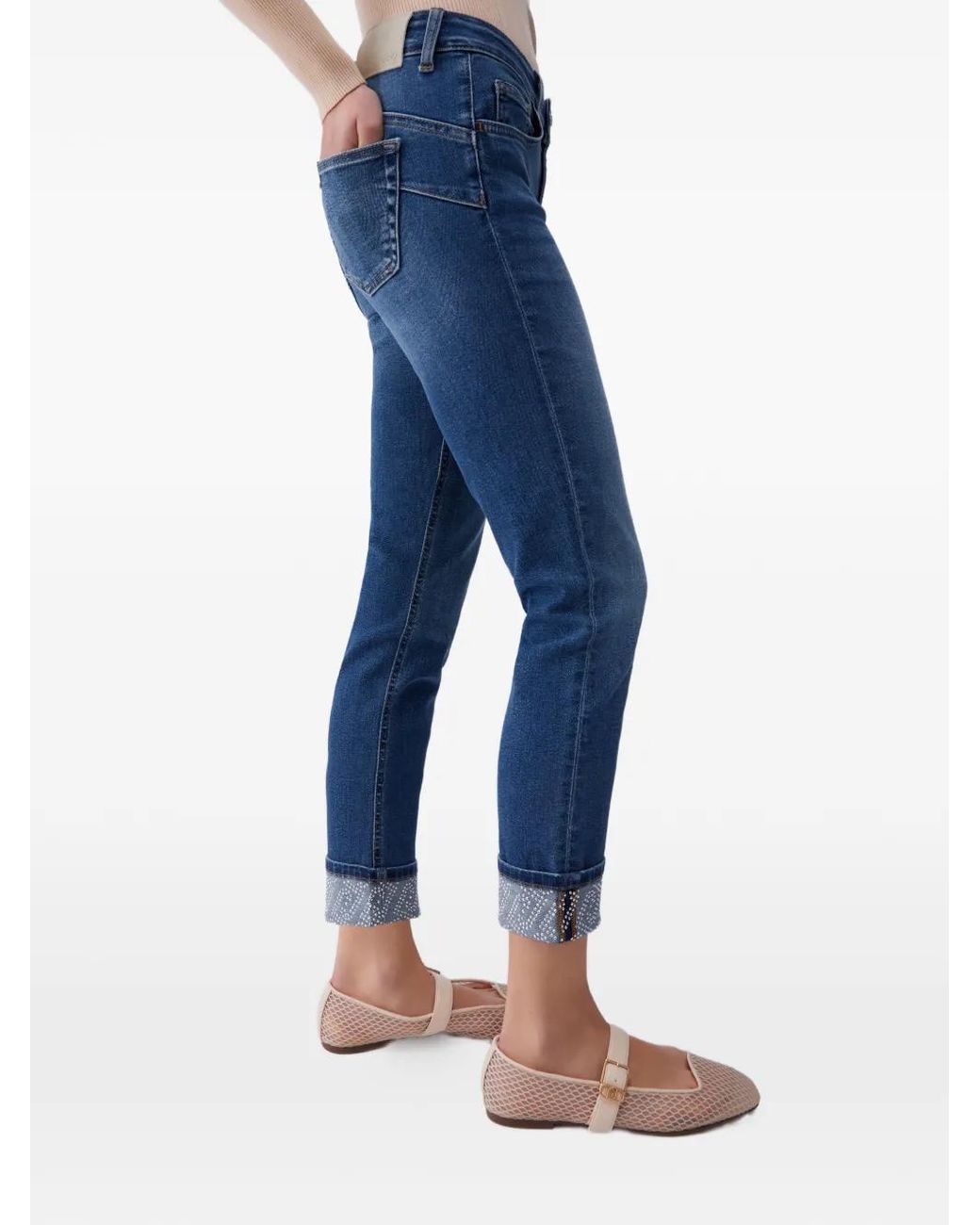 Liu Jo Blue Skinny Jeans With Rhinestones
