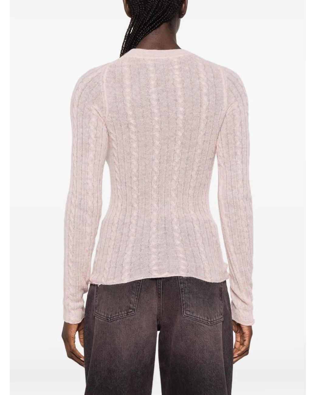 Haikure Pink Cable-Knit Sweater