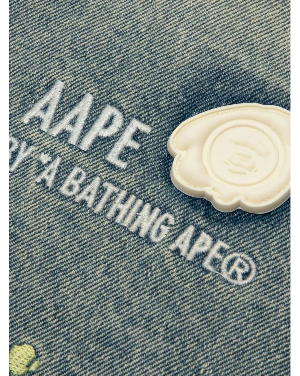 Aape By A Bathing Ape Green Hooded Denim Jacket for men