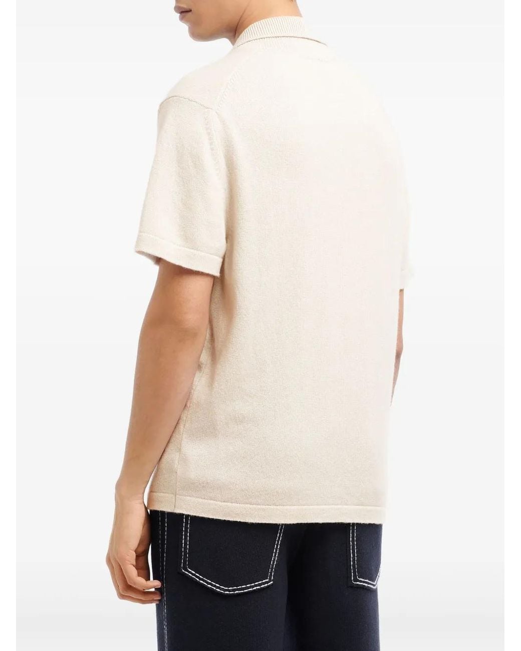 Barrie White Zip-Neck Polo Top for men