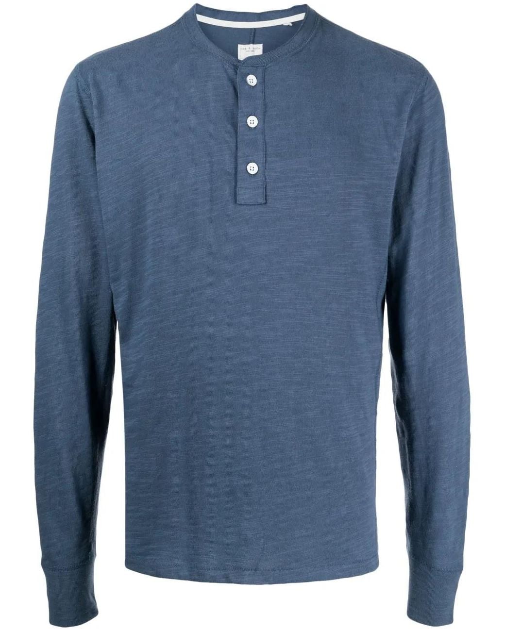 Rag & Bone Blue Cotton Henley T-Shirt for men