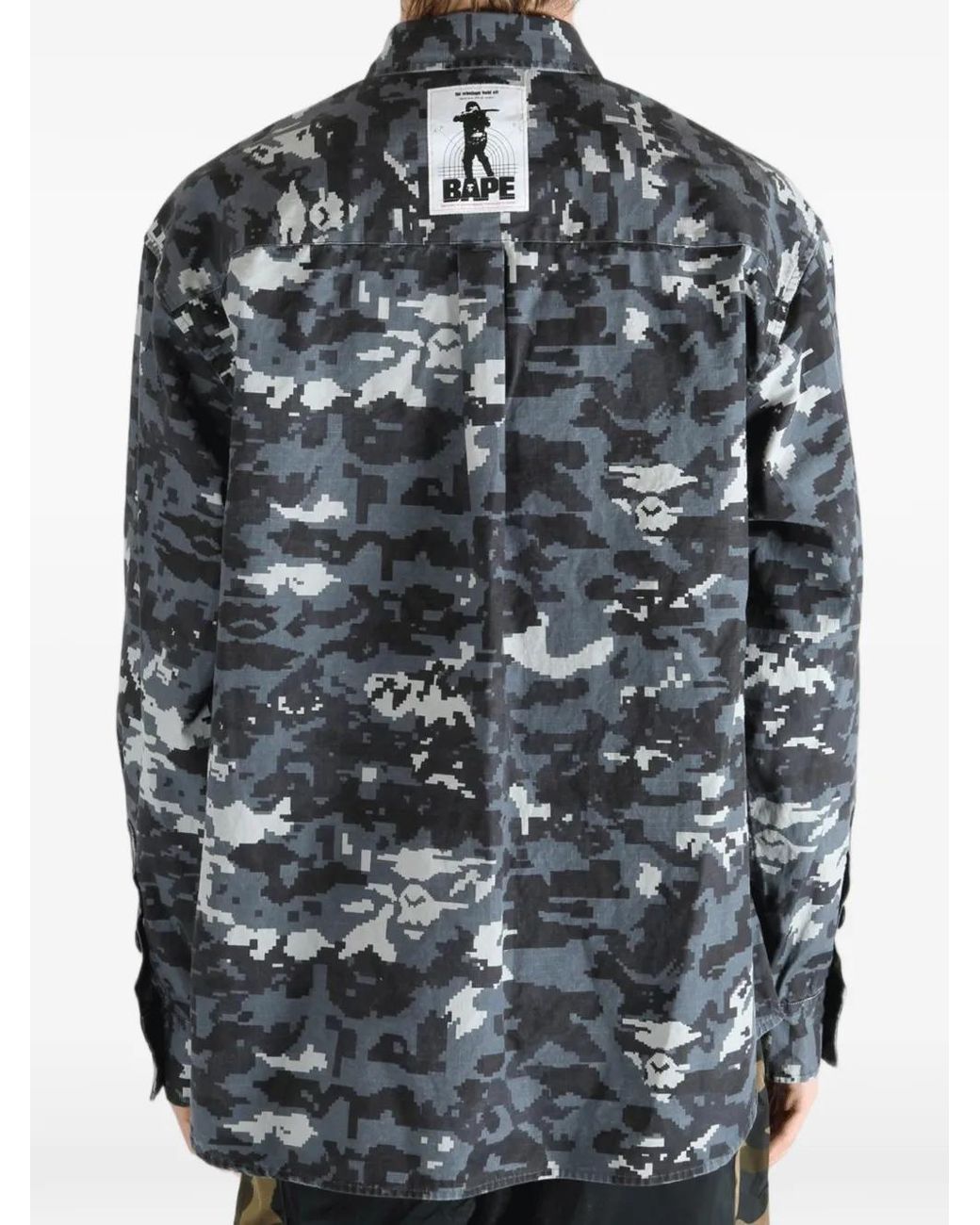 A Bathing Ape Black Digital-Camouflage-Print Shirt for men
