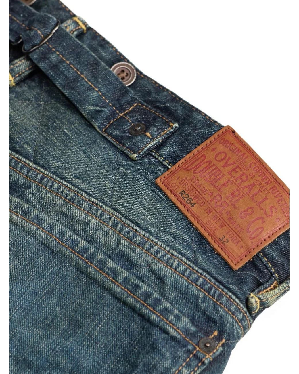 RRL Blue Quilted Straight-Leg Jeans for men