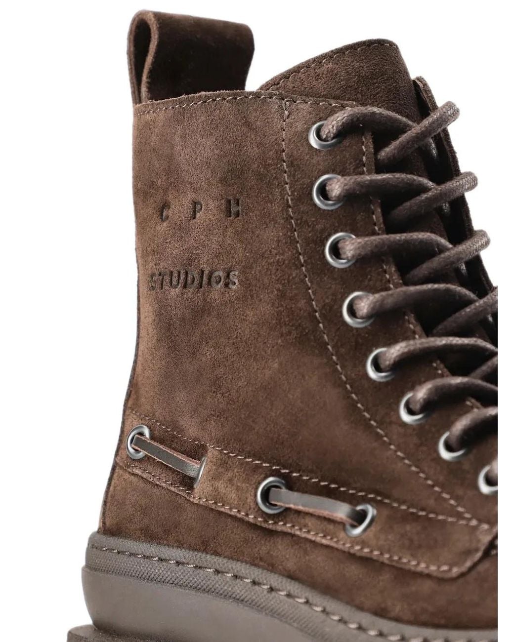 COPENHAGEN Brown Platform Lace-Up Boots