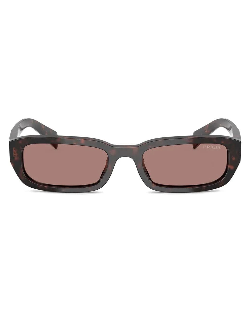 Prada Brown Tortoiseshell-Effect Rectangle-Frame Sunglasses