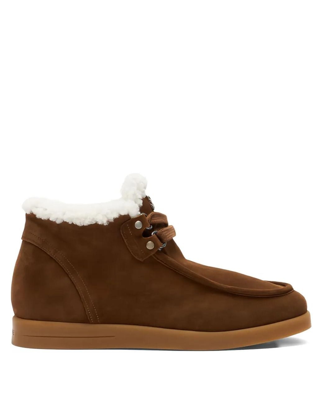Casadei Brown Dami Passage Shearling-Trim Lace-Up Boots
