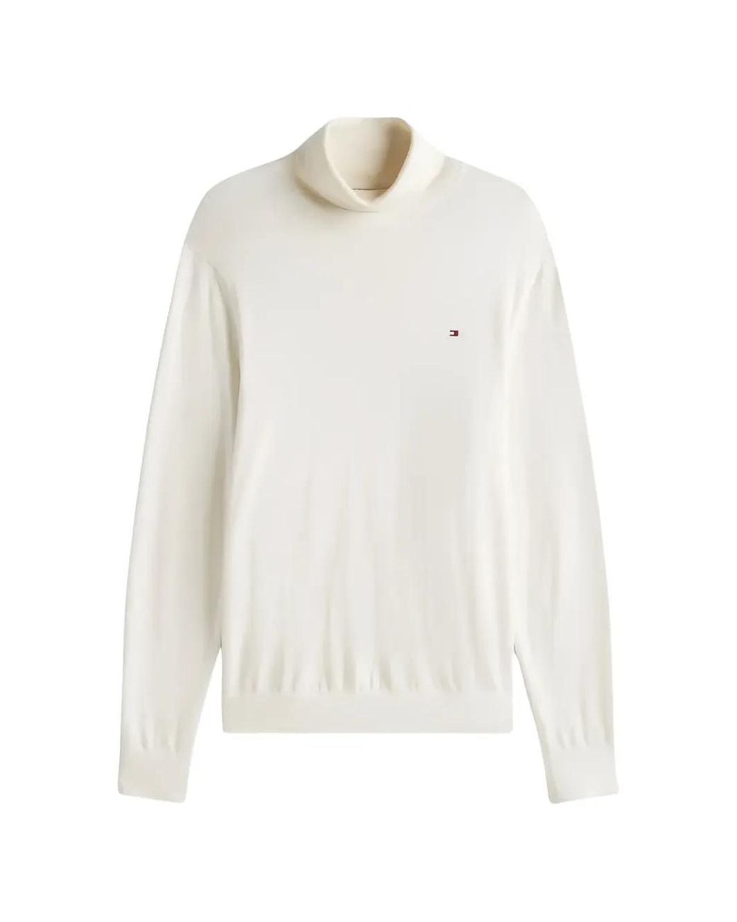 Tommy Hilfiger White Embroidered-Logo Roll-Neck Sweater for men