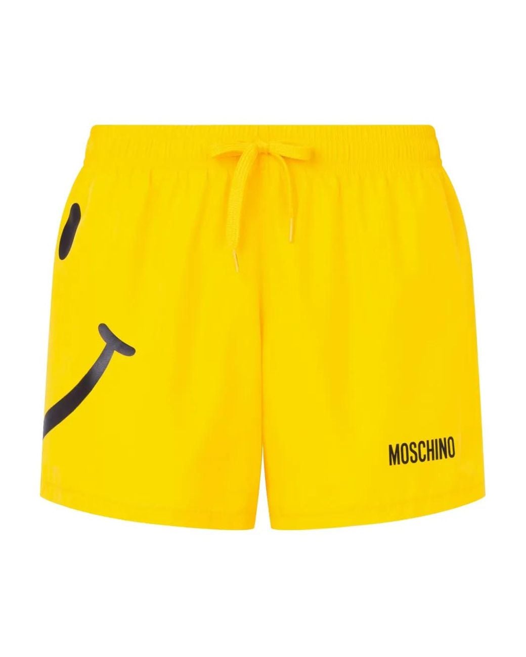 Moschino Yellow Short-Length Swim Shorts With Bold Smiley Face Graphic for men