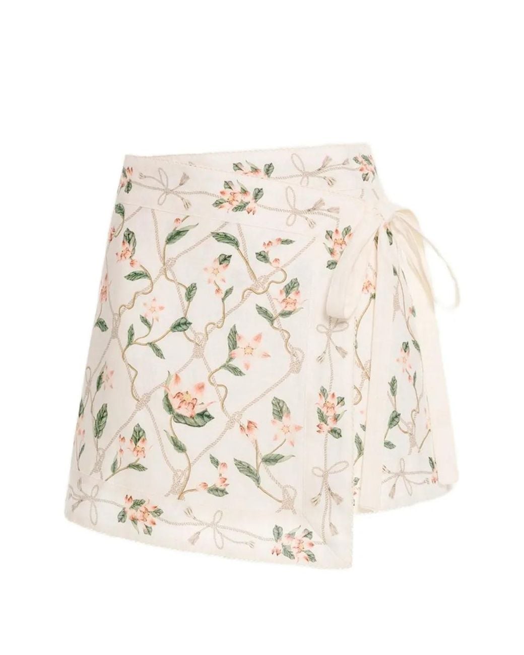 Agua Bendita Natural Luna Floral-Print Mini Wrap Skirt