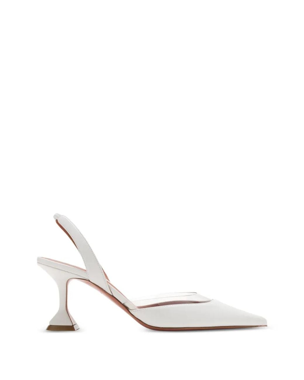 AMINA MUADDI White Lara Transparent-Panel Slingback Pumps