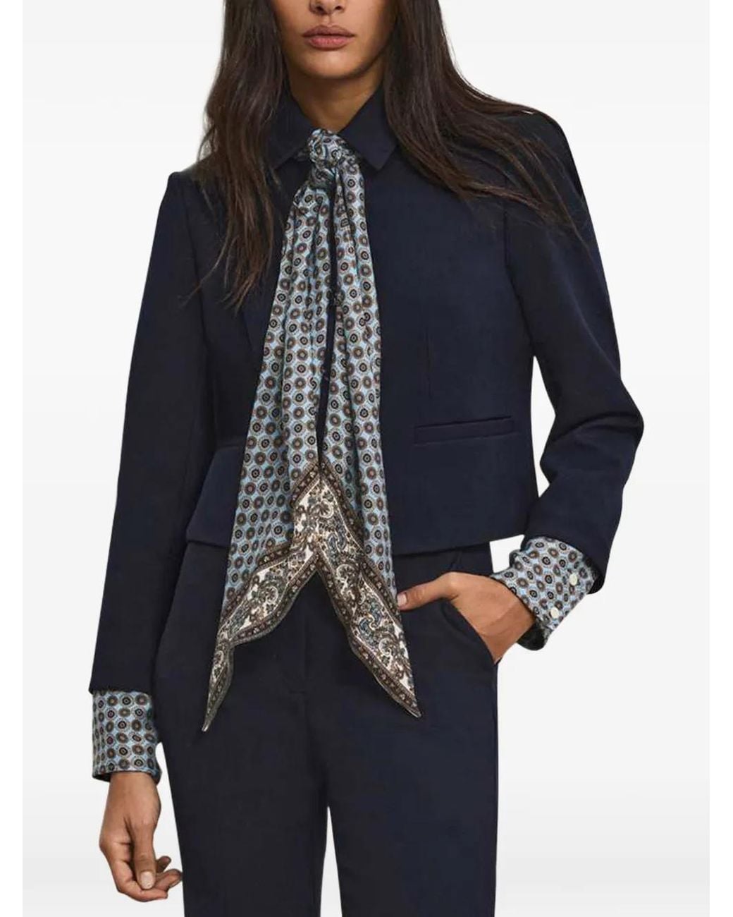 Veronica Beard Blue Ismena Pattern-Cuff Jacket