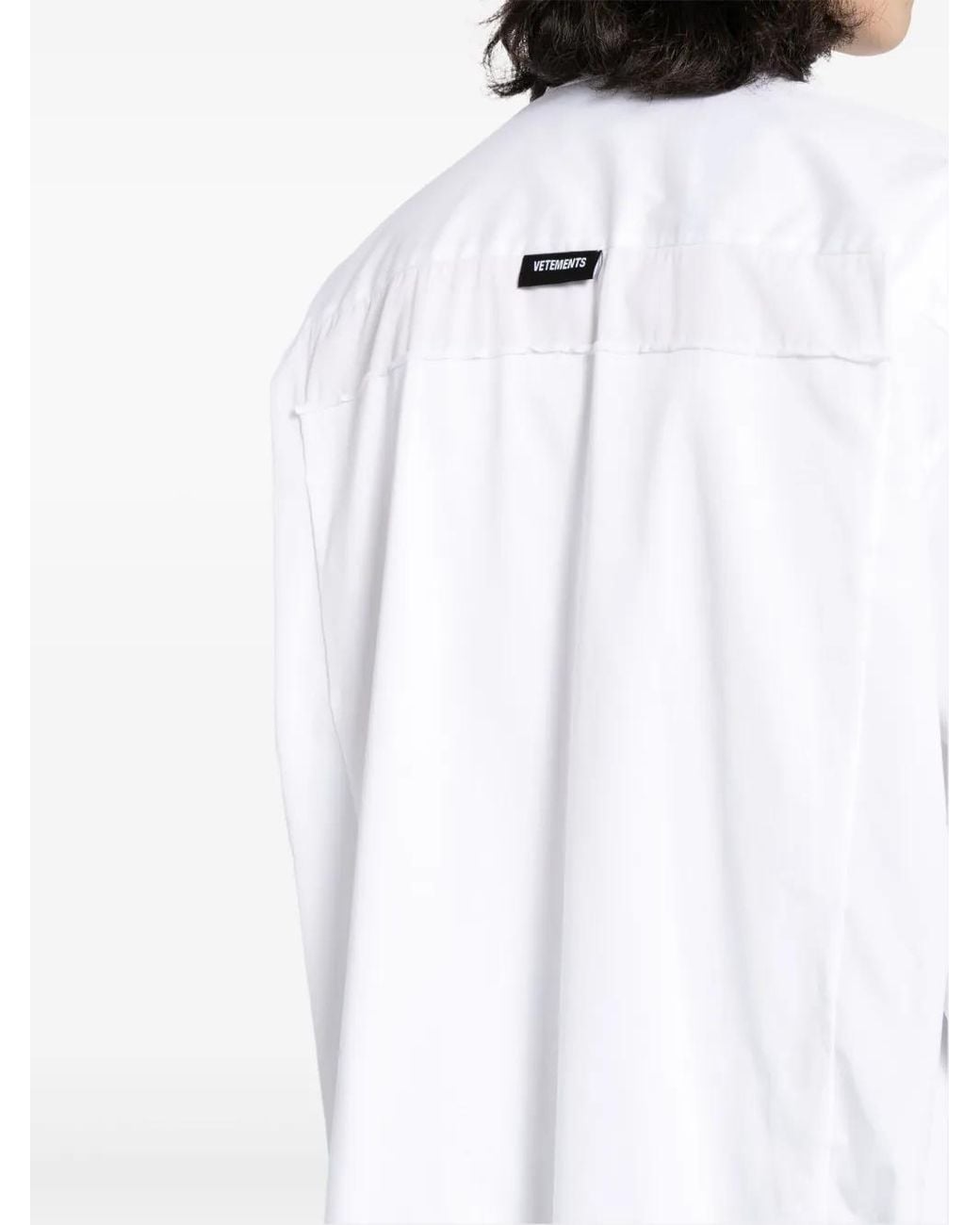 Vetements White Logo-Tag Cotton Shirt
