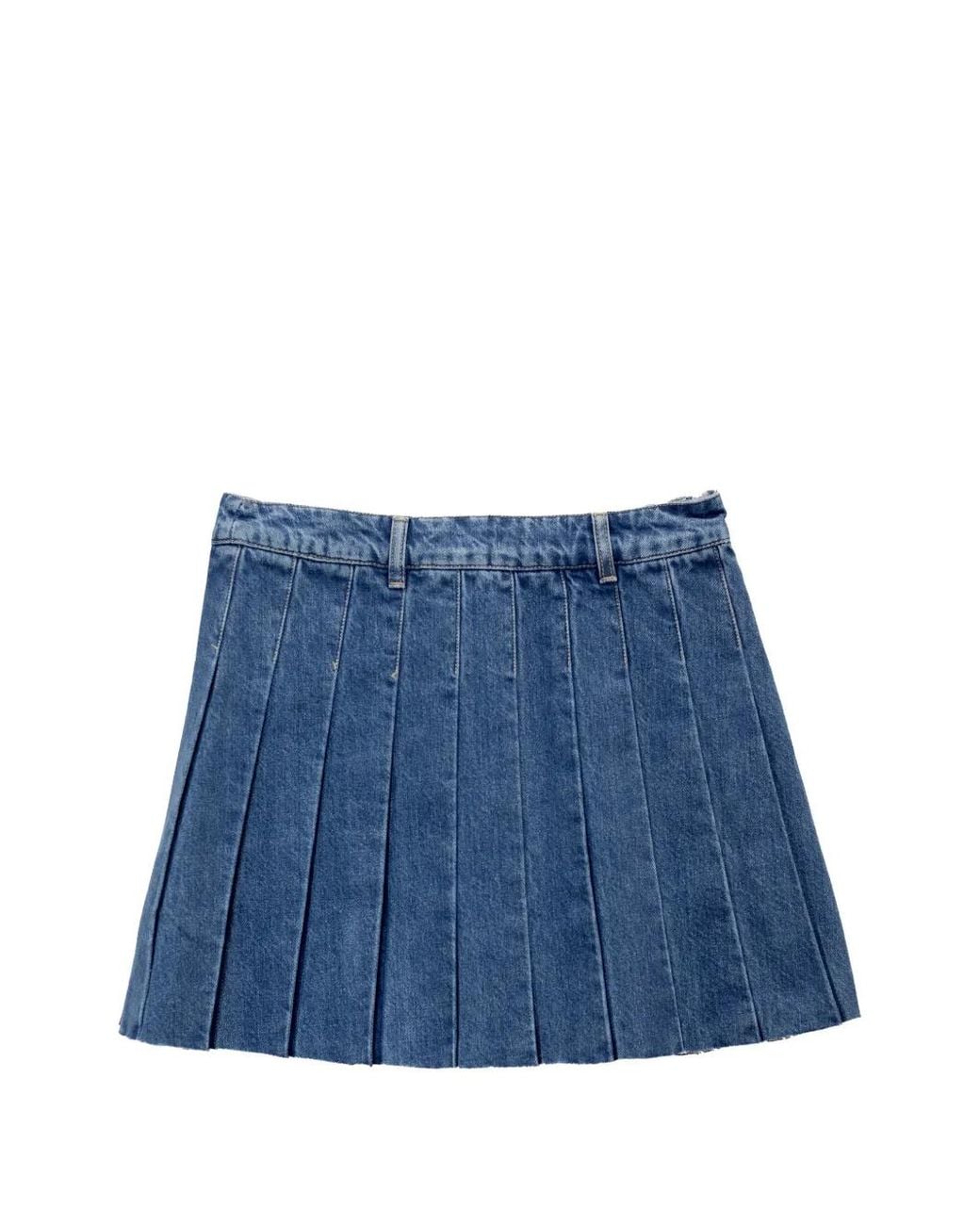 Maison Kitsuné Blue Pleated Denim Mini Skirt