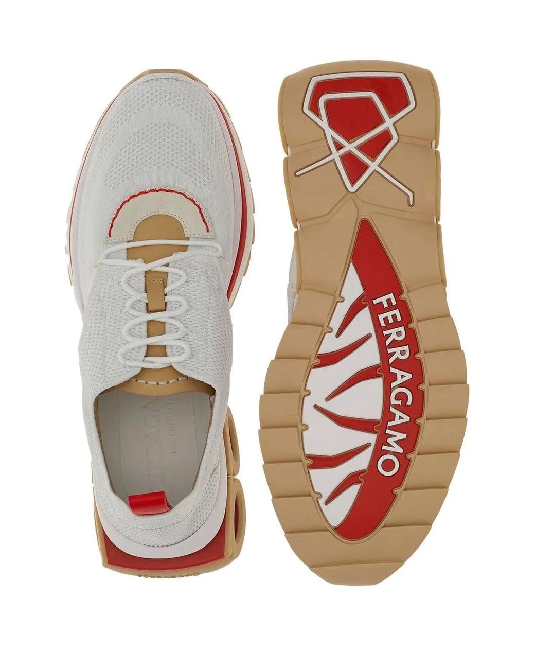 Ferragamo White Gancini-Plaque Low-Top Sneakers for men