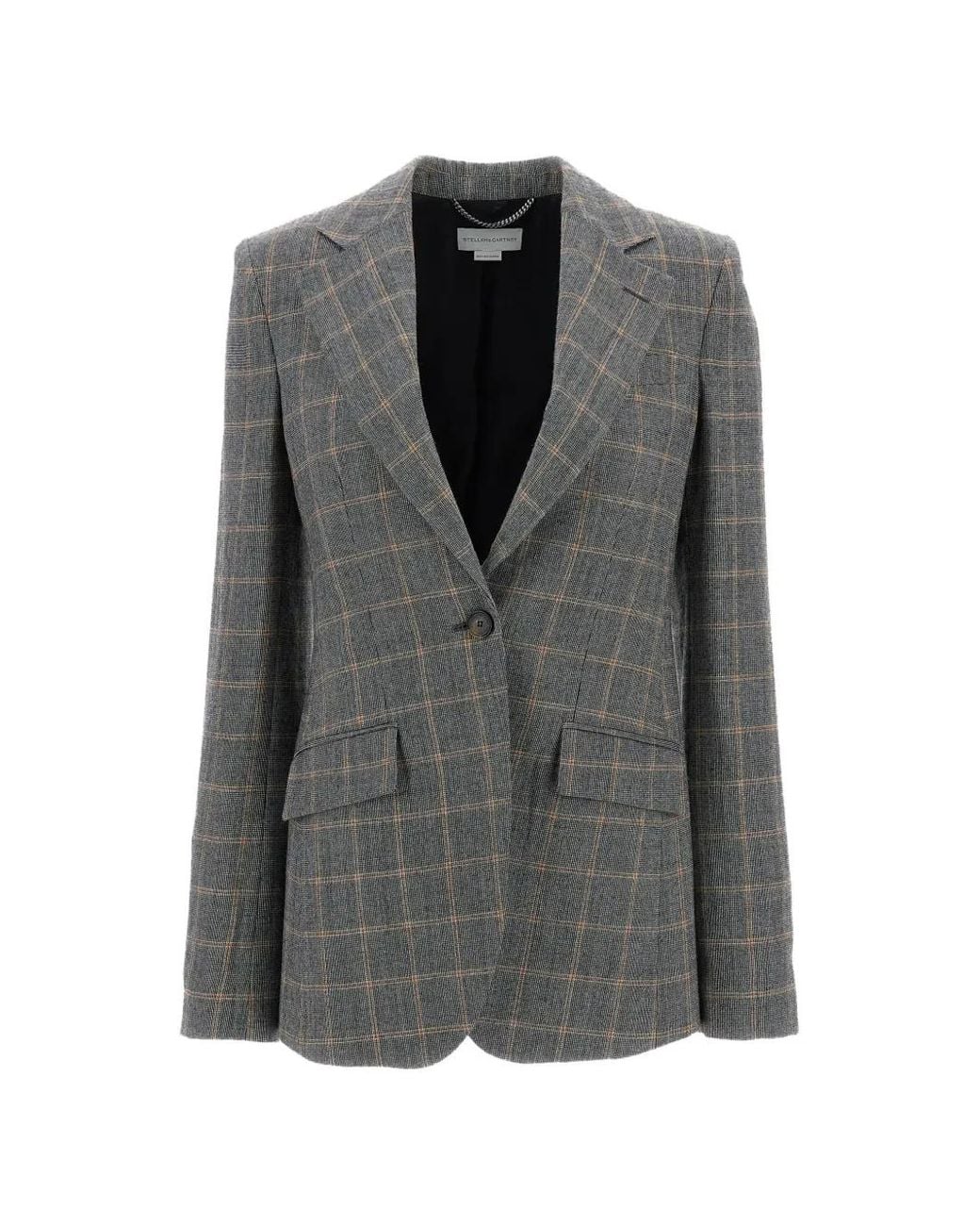 Stella McCartney Gray Blazer En Laine À Motif Prince De Galles