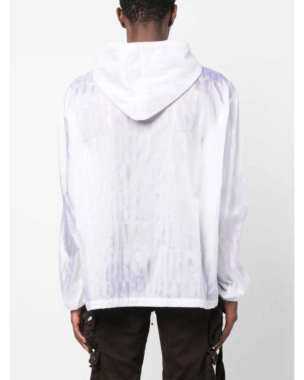 Amiri White All-Over Logo Print Hoodie for men