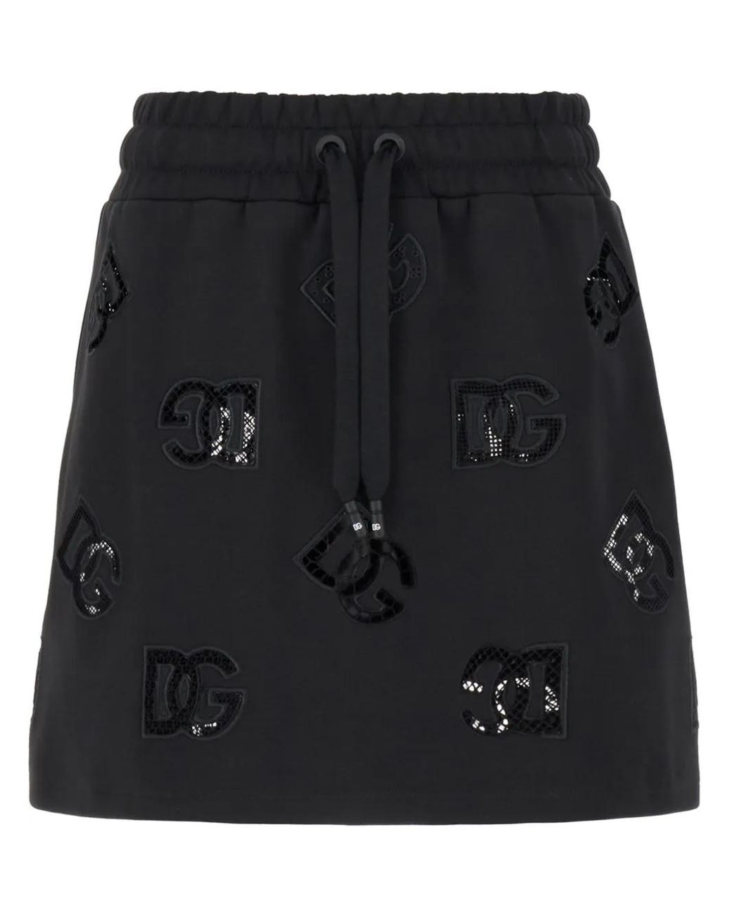 Dolce & Gabbana Black Logo-Patch Jersey Mini Skirt