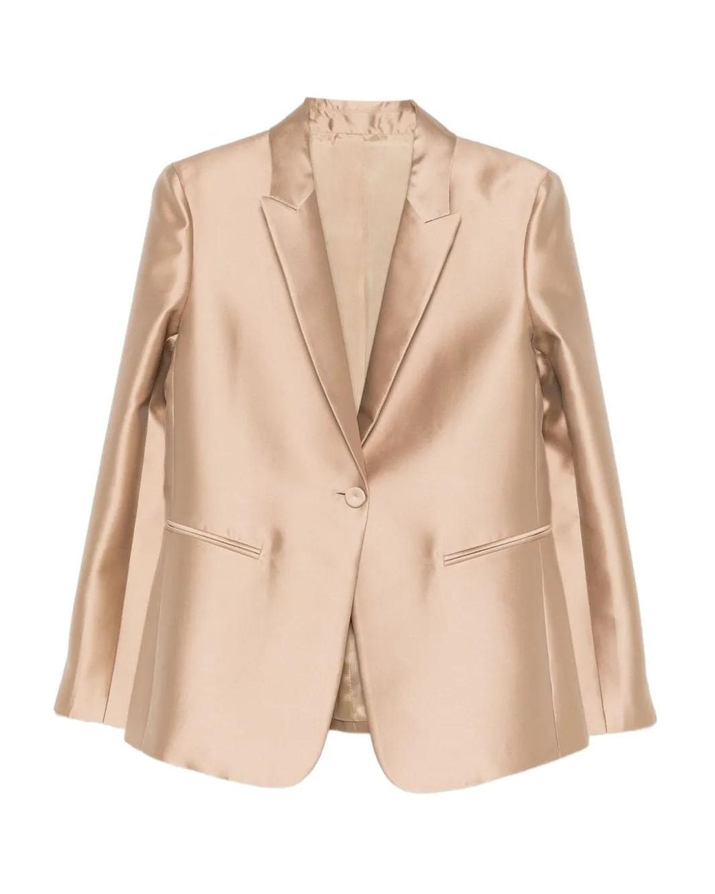Chaqueta Con Solapas De Pico Alberta Ferretti de color Natural