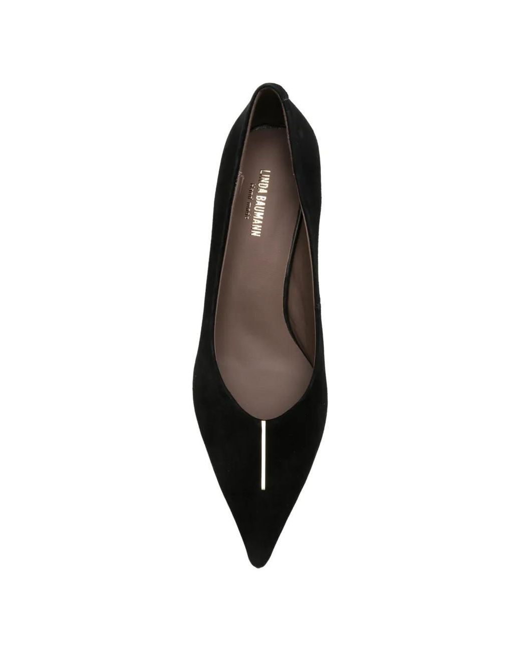 Linda Baumann Black Pointed-Toe Bar-Detail Pumps
