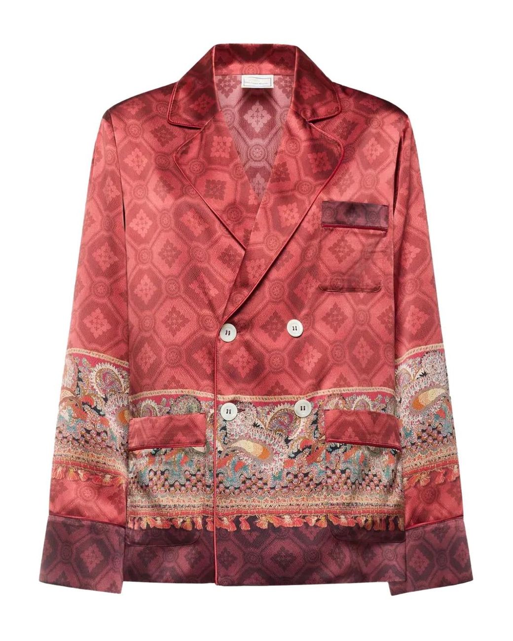 Pierre Louis Mascia Red Paisley-Print Double-Breasted Jacket