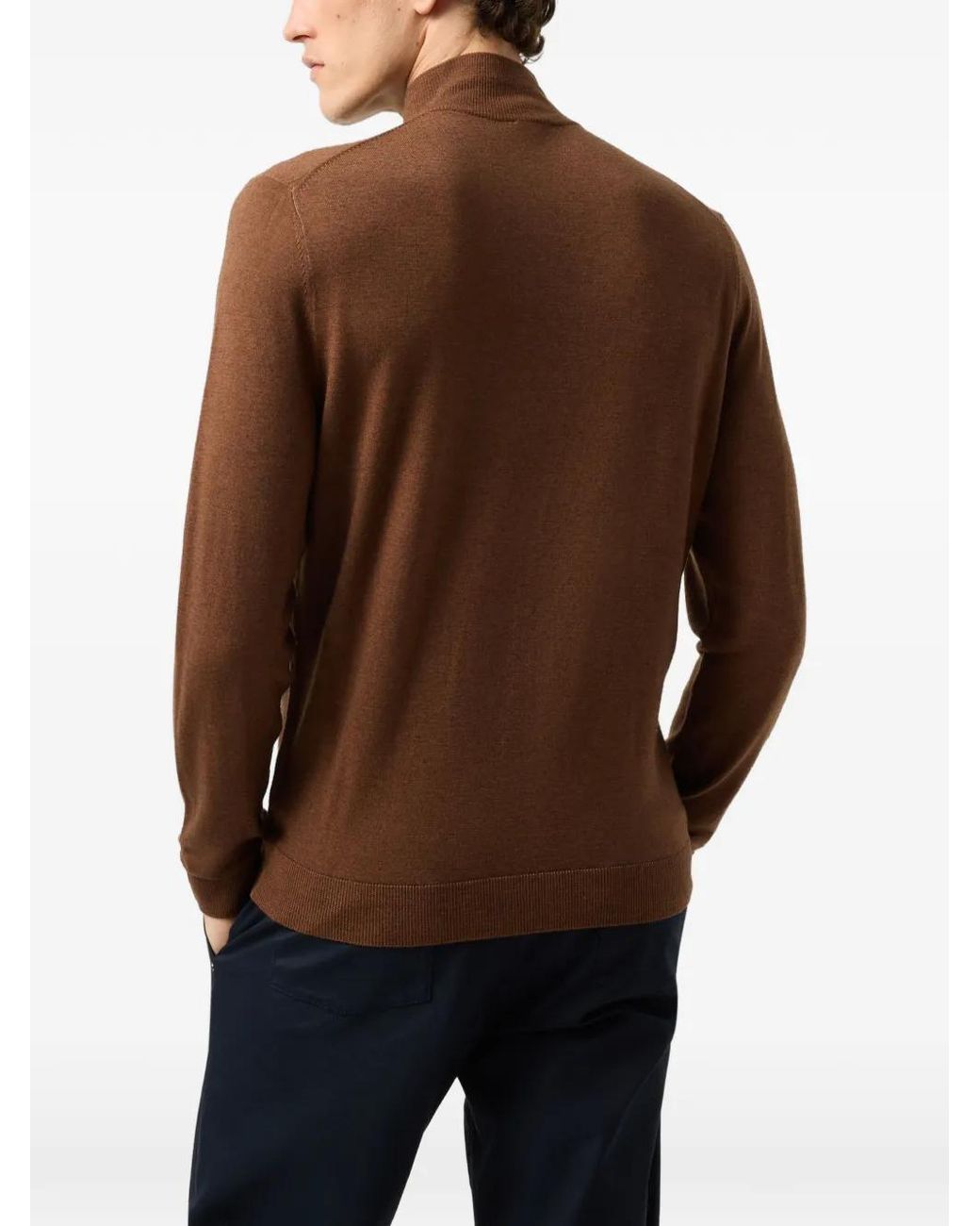 Bogner Brown Ouri Merino Wool Zip-Up Sweater for men