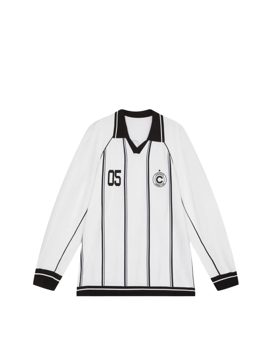CROQUIS White Striped Polo-Collar Sweatshirt for men